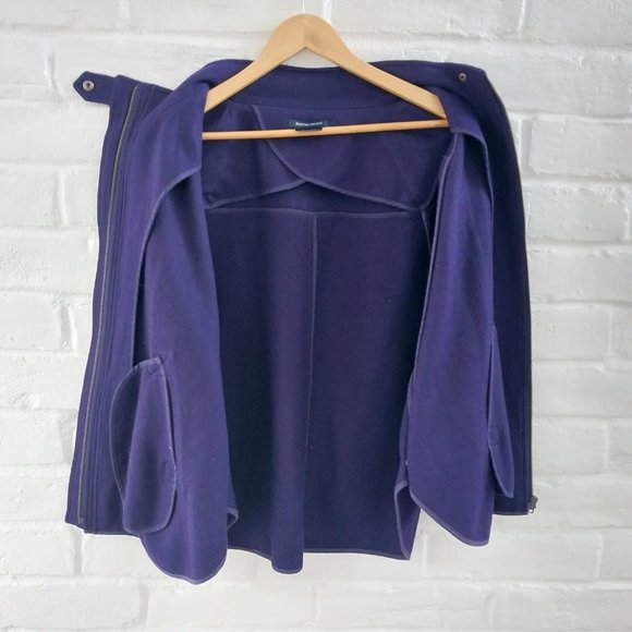 Boston Proper Poncho Cape Womens Medium Purple Full Zip Wool Blend Sweater - Picture 3 of 12